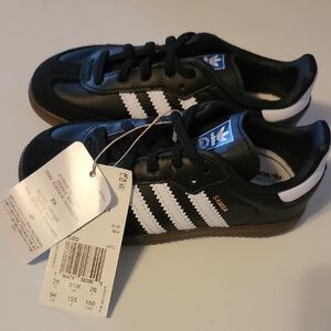 adidas Kids Samba Sneakers Black with White Stripes